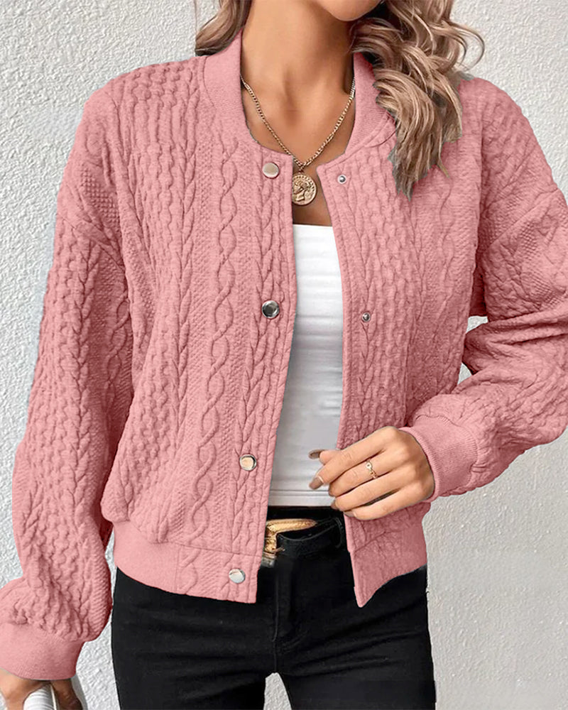 Piper | Stylish Cable-Knit Bomber Jacket
