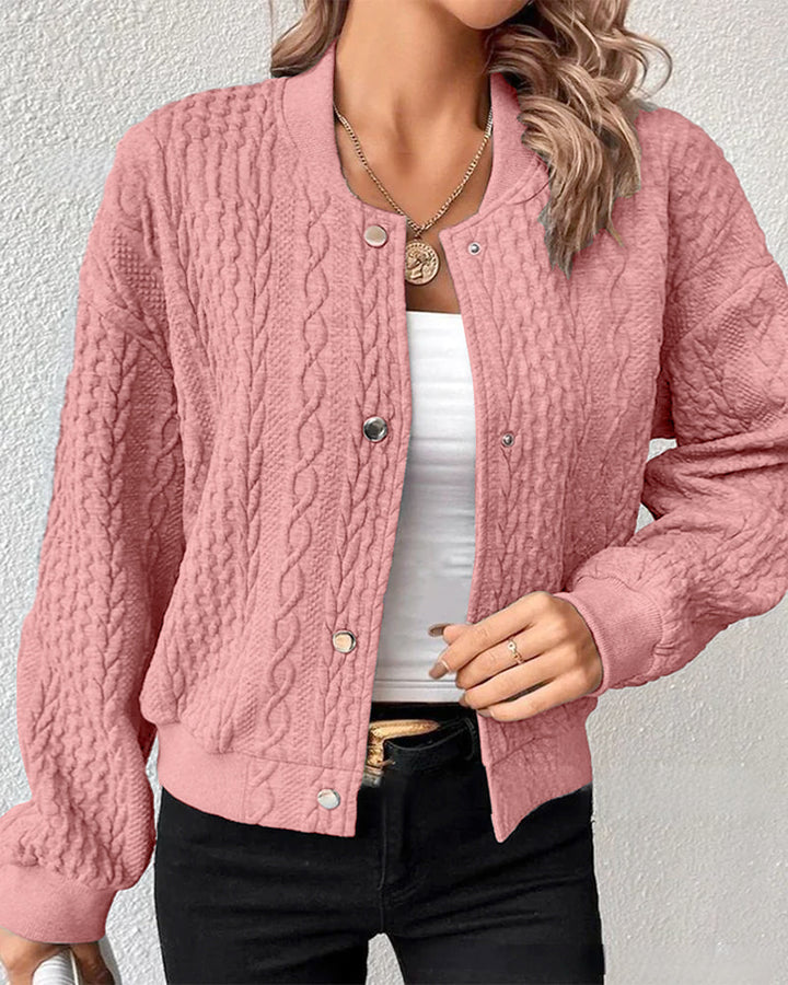 Piper | Stylish Cable-Knit Bomber Jacket